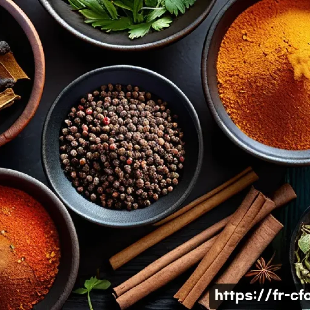 중국 요리 대표 향신료 - A vibrant close-up scene of a traditional Chinese kitchen countertop displaying an assortment of spi...