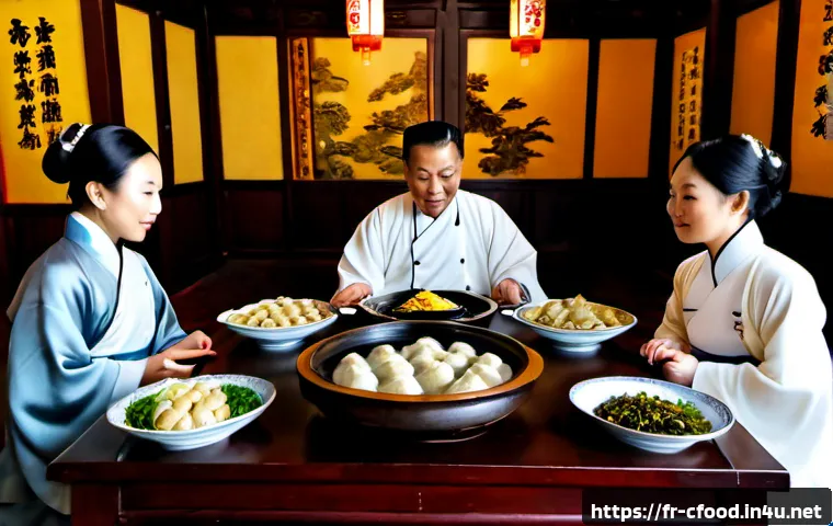 중국 요리 역사 - Photorealistic Tang dynasty Chinese imperial banquet illustrating culinary history, an elegant palac...